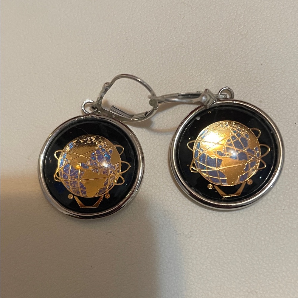 Gold and Black Globe worlds fair Earringsq